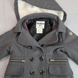 OshKosh B'gosh Charcoal Pea Coat with Heart Detail